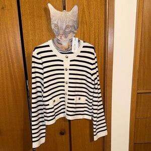 Dynamite Black and White Striped Cardigan